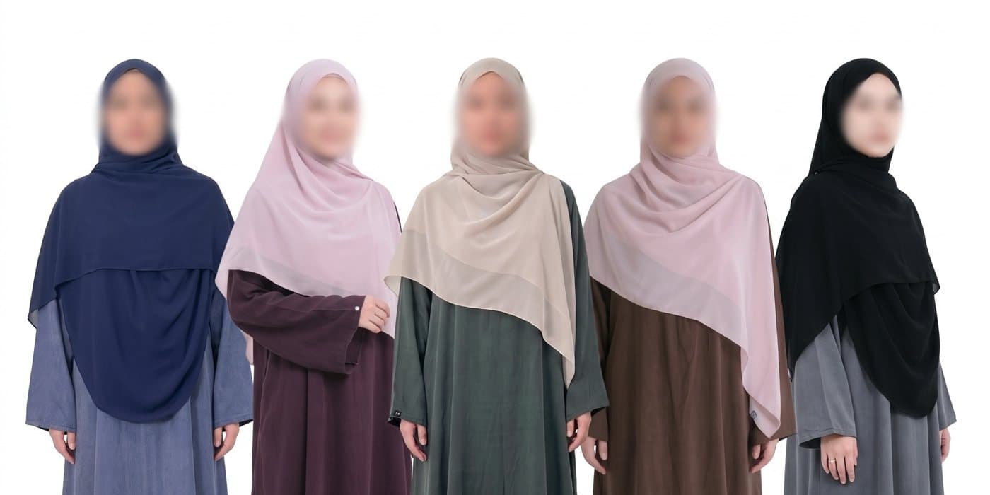 Koleksi gamis dan hijab Her Aura